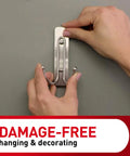Large Double Bathroom Wall Hook With Adhesive Strip, Damage Free Hanging For Towels And Robes, Satin Nickel Finish installation
