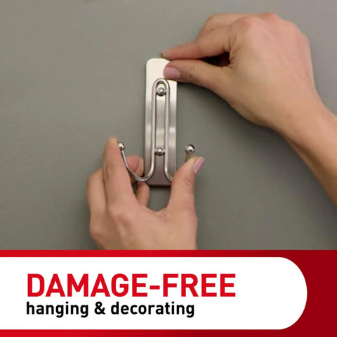 Large Double Bathroom Wall Hook With Adhesive Strip, Damage Free Hanging For Towels And Robes, Satin Nickel Finish installation