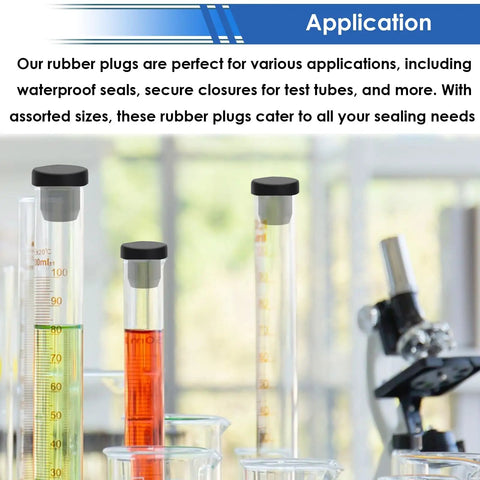 50 Pack Silicone Rubber Hole Plugs For Round Holes In 4mm 5.5mm 7.5mm 8.5mm 9.5mm Sizes on laboratory test tubes