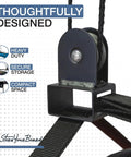 Ceiling Ladder Storage Pulley System For Garage Hoist close-up showing heavy duty overhead organizer component and rope.