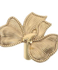 Luxurious Vintage Brass Bow Drawer Handles For Furniture And Boxes. Small gold brass bow pull close-up
