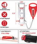 Portable Door Lock Latch For Travel And Home Safety, Extra Lockdown Security On The Go, 3.5 Oz Red Pocket Lock with Chain