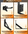 Heavy Duty Gate Brace Kit Anti Sag Gate Hardware Corner Brace For Wooden Fences image showing self-locking door lock and hinges.