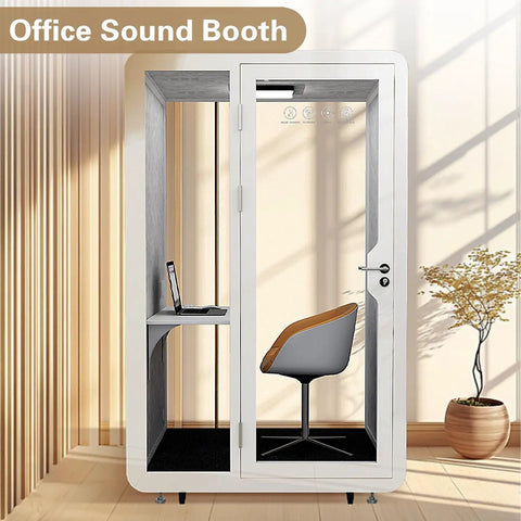Mobile Soundproof Phone Booth With Soft Led Glow And Built In Usb Ports Compact Acoustic Work Pod For Quick Zoom Meetings Or A Straight Up Chill Corner Vibe Today