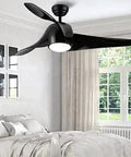 Black 52 Inch Ceiling Fan With Light And Remote App Alexa Google Assistant Control Dimmable Smart Ceiling Fan in Bedroom