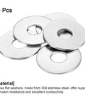 Built Tough M16 Flat Washers 304 Stainless Steel Heavy Duty Hardware For Bolts And Screws 17Mm Inner Diameter X 50Mm Outer Diameter With 3Mm Thickness, showing 5 pack.