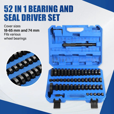 52 In 1 Custom Bushing Driver Kit For Transmission Bushing Removal And Seal Installation in blue case, various sizes