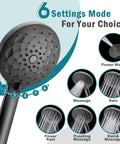 6 setting handheld shower head from 12 Inch Upgraded Adjustable Extension Arm Rain Shower Head And 6 Setting Handheld Shower Head Combo For Boss Level High Pressure Spray That Beats Low Water Pressure Matte Black