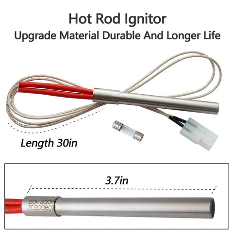 Hot Rod Ignitor from Auger Motor And Induction Fan Kit For Traeger And Pit Boss Wood Pellet Grills, 30in, metal material, shown with fuse.