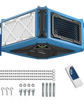 Heavy Duty Hanging Dust Filtration System With 270 Degree Intake 780 And 1080 CFM Built In Ionizer Remote Control And Strong Vortex Fan For Woodworking Home Garage Or Shop Dust Collection, includes mounting hardware and remote control