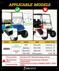 Image showing EZGO golf cart models suitable for Solid Rider EZGO TXT Golf Cart Windshield from 1995 to 2013 with specs.