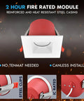 2 Hour Fire Rated IC Wet Rated Steel casing for 12 Pack 4 Inch Square Led Recessed Light Fixtures With J Box.
