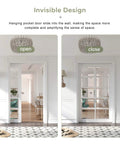 Eight Foot Sliding Pocket Door Hardware Kit with Aluminum Box Rail Track shown installed in open and closed positions in room.