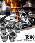 ER32 Spring Collet Set, 18-Piece Beefy Aluminum Box, CNC milling collets shown with metal engraving machine