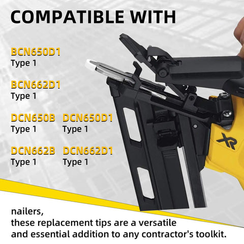 No Mar Tip Replacement For Brad Nailer Gun Rubber Tip To Keep Wood Scratch Free Fits BCN650D1 BCN662D1 DCN650B DCN650D1 DCN662B DCN662D1 Models Easy Install Durable Nailer Accessory For Pros On The Job, black rubber tip on brad nailer nose