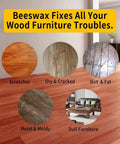 Image highlighting various wood furniture issues: scratches, dryness, dirt, mold, and dullness with Real Deal Natural Beeswax Furniture Polish And Conditioner Non Toxic Wood Cleaner And Restorer For Hardwood Tables Takes Your Piece From Drab To Fab With A Smooth As Silk Finish 8 79 Fl Oz.