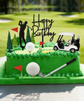 Straight Fire Golf Theme Cake Topper Set For Birthday Parties Featuring Mini Cart Clubs Ball Green Tree And Red Flag Cupcake Toppers To Knock It Out Of The Park At Your Dessert Table Bash.