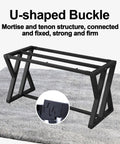 U-shaped buckle detail of Badass Heavy Duty Metal Table Legs For Desks And Coffee Tables Built Tough With Square Tube Iron.