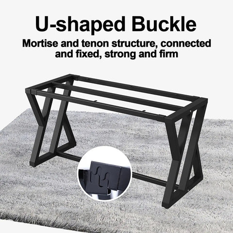 Heavy Duty Industrial Metal Table Legs Built Like A Tank For DIY Dining And Coffee Tables Featuring Fully Welded Steel Base with U-shaped buckle.