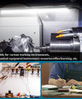 Magnetic 800 Lumen LED Work Light illuminating lathe with metal and ABS neck, hands-free shop lighting for woodworking and metalworking.