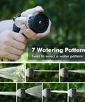 Hand holding Tough As Nails Heavy Duty Metal Garden Hose Nozzle With Seven Adjustable Spray Patterns High Pressure Hand Sprayer