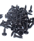 Pile of black screws for Eight Pieces Four Inch Galvanized T Shaped Hinge Set Including Triangular Hinge Slotted Bearing For Doors