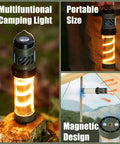 Portable LED Lantern And Flashlight Combo With Dual Heating Magnetic Mount and tripod-ready design for camping use displayed outdoors.