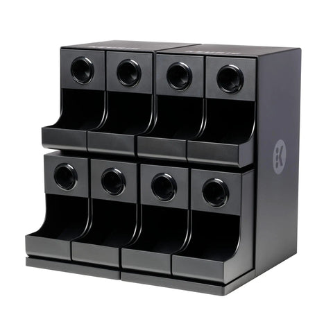 8 Count Modular Coffee Pod Merchandiser For Commercial Use - Slim, Gravity-Dispense Design on white background