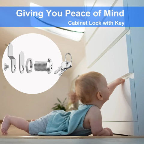 5 Pack Keyed Alike Cabinet Locks With Keys Five Eighth Inch Upgraded Thickened Cylinders Ten Keys To Open All Locks