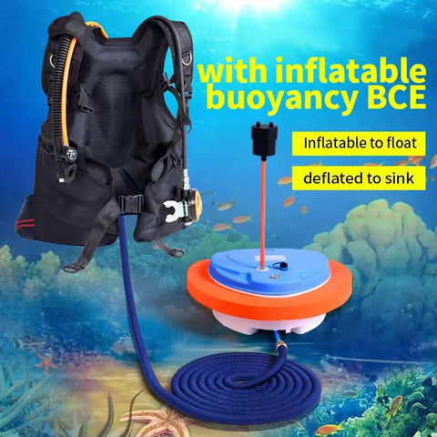 3 Hour Scuba Ventilator System With Mask Mount showing buoyancy control and air pump, suitable for 10 meters depth snorkeling.