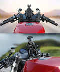 Motorcycle Fork Stem Phone Mount With Vibration Dampener And Anti Shake for 12mm to 25.4mm tubes on red motorcycle