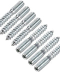 Heavy Duty M8 Double Head Hanger Bolts, 2 Inch Zinc Plated Lag Screws, self tapping with machine threads shown in a row.