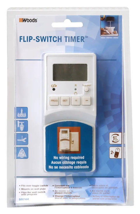 Flip Switch Timer Lets You Turn Any Toggle Into A Programmable Battery Operated Timer For Home Lighting, Easy Setup, Big Energy Savings With A Slim, User Friendly Design And Adjustable Settings For Indoor And Patio Lights