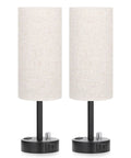 Set Of 2 Fully Dimmable Bedside Lamps With USB C Charging Port And Built In USB Ports And Outlets, Compact Nightstand Table Lamps