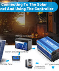 No Drama Pure Sine Wave Power Inverter 3000 Watt 12V Dc To 110V And 120V Ac Converter with solar panel and battery setup.