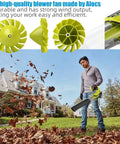 2 Pack Replacement Blower Fan For Ryobi One Plus 18V Leaf Blowers P2108 P21081 P21081VN P21081VNM shown in use clearing leaves