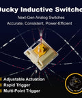 Ducky Inductive Switches showcasing adjustable actuation and rapid trigger for Wireless Tri Mode Inductive Keyboard With Linear Rapid Trigger Switches Gasket Mount Build Seven Layer Deep Dampening Crisp Pbt Doubleshot Keycaps White Us Layout Delivers Legit Smooth Typing That Hits Different For Gaming Or Work.