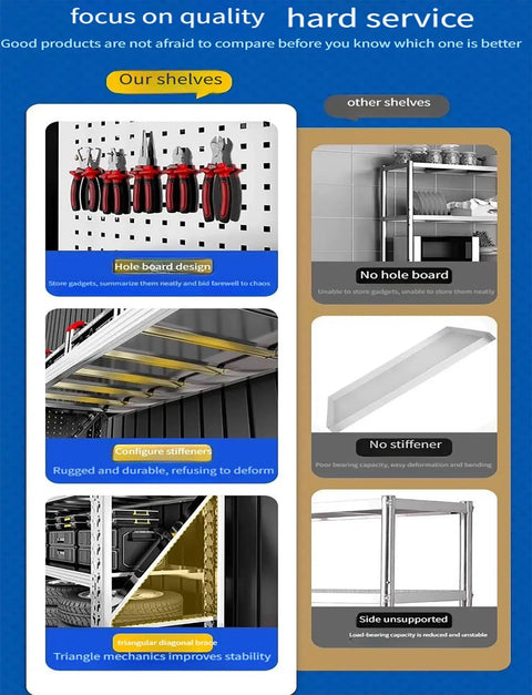 Heavy Duty Garage Shelving With Pegboard Backing Adjustable Multi Tier Storage Rack Garage Game Changer Design showcasing tool storage.