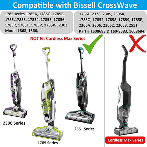 Two-pack replacement brush rolls and filters for Bissell CrossWave vacuum (1785/2306/2551) not Cordless Max - Amazon.
