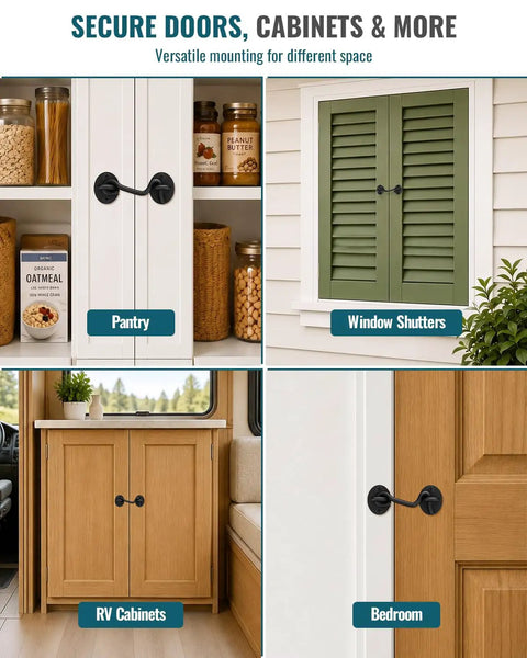 Heavy Duty Sliding Barn Door Lock Kit With Gate Latch And Hook And Eye For Screen Doors Tough As Nails Rust Proof 304 Stainless Steel With Black Powder Coat Durable Barn Door Hardware For Home Or Garage Security, pantry cabinet lock
