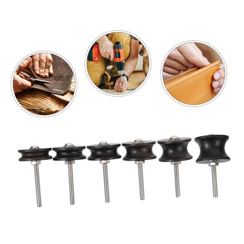Six Piece Ebony Leather Burnisher Kit For Sharp Edges And Dope Polishing With Slick Fit For Rotary Drills And Badass Diy Leather Crafts Project Worth Every Dollar with ebony tips and drill tools.