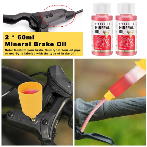 Dual Use Hydraulic Brake Bleed Kit For Road And MTB Bikes With M4 To M7 Adapters Mineral Oil Fluid And 2 X 60ml Bottles