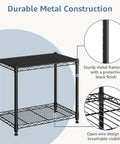 Beefy 2 Tier Metal Wire Storage Shelves With Adjustable Racks Holds Up To 200 Lbs Per Shelf Black Steel Organizer, shown with details