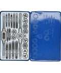 Beefy Alloy Steel Tap Die Kit And Thread Repair Tool Set For Metalworking Heavy Duty Hand Tools Pro Grade Threading Tools Durable CNC Compatible Wrench And Die Set For Precise Long Lasting Repairs, blue case open