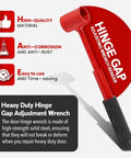 Heavy-duty hinge gap adjustment wrench with anti-corrosion steel and ergonomic handle for ease of use shown in image.