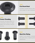 Built Different M6 Hex Socket Cap Bolt And Barrel Nut Assortment Kit Packs Five Dead Straight Lengths with black zinc plating and flat round head for furniture assembly.