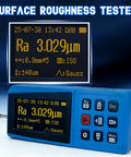 Pro Grade Surface Roughness Tester With Multi Parameter Profilometer For Metal Plastic Wood Finish Measurement Ra Rz Rq Rt Ry Rp Rv Rmax RSk RSm ISO ANSI DIN JIS Standards For Precise Surface Profiling In Industrial Apps, handheld blue unit
