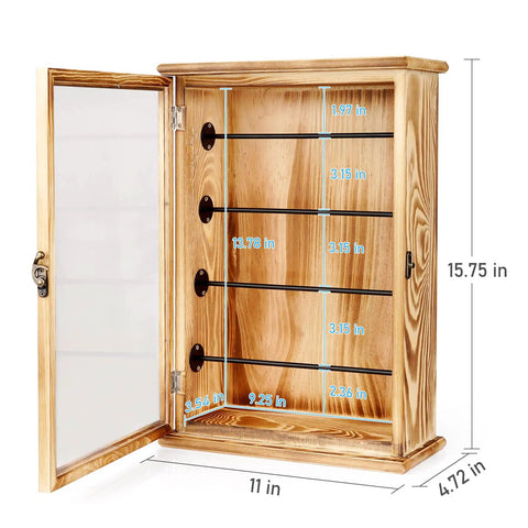 Fishing Lures Storage Display Case Wall Cabinet Tackle Box Organizer With Lockable Door Four Tier Shelves Clear Acrylic Door Built Tough For Study Man Cave Office Garage