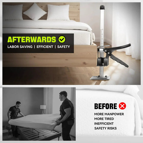 Two Pack Heavy Duty 15 Inch Arm Jack Supporting 440 Pounds for moving mattress effortlessly with adjustable lever.