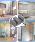Four Piece Silicone Shower Door Stopper Set With Framed Sliding Bumpers For Anti Collision Protection Of Glass Shower Doors Suitable For All Shower Glass Types Clear Grey Finish Includes Four Screws